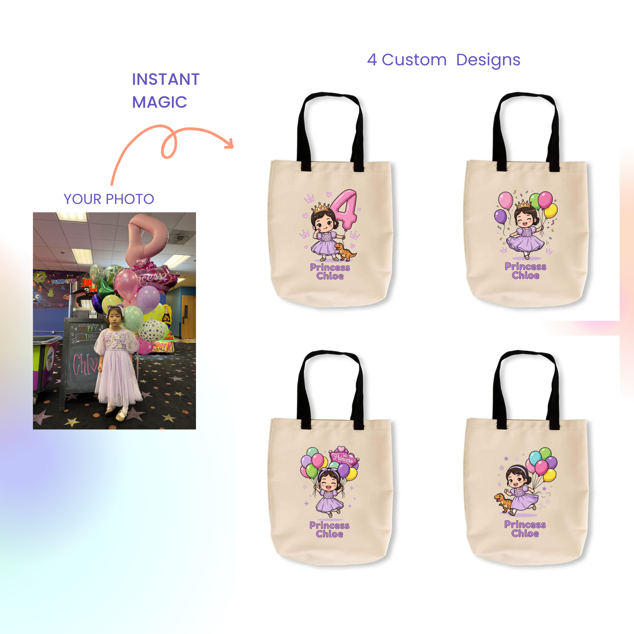 Custom Cartoon Avatar Tote (Medium/Large) - DTF transfer