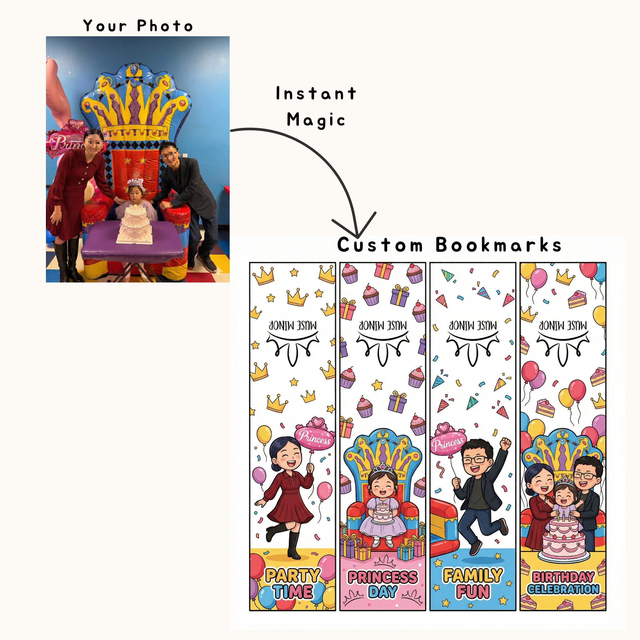 Custom Avatar Cartoon Bookmarks  (Instant Preview) – People & Pets