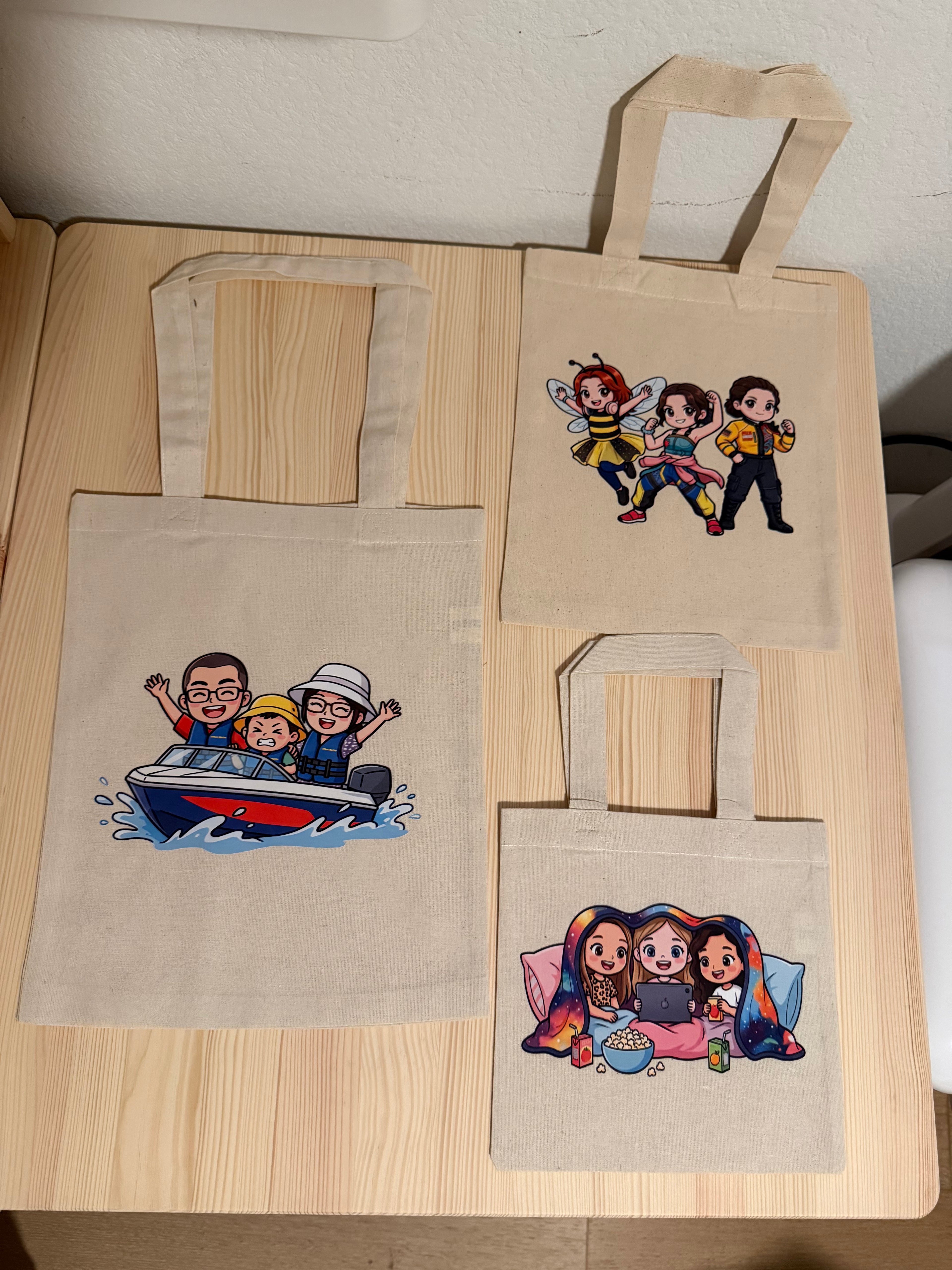 Custom Cartoon Avatar Cotton Canvas Tote - Small/Medium/Large