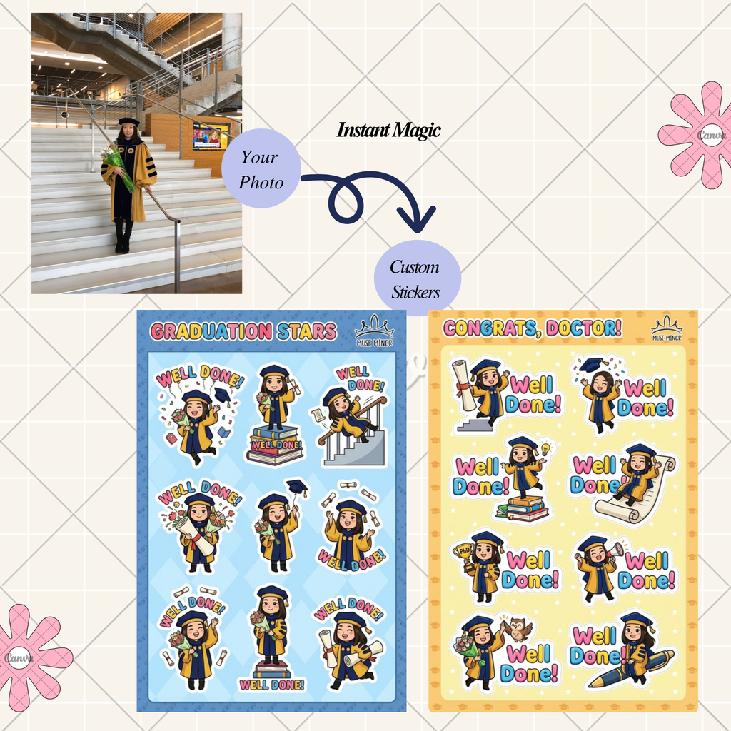 Custom Avatar Sticker with Custom Text (Instant Preview)