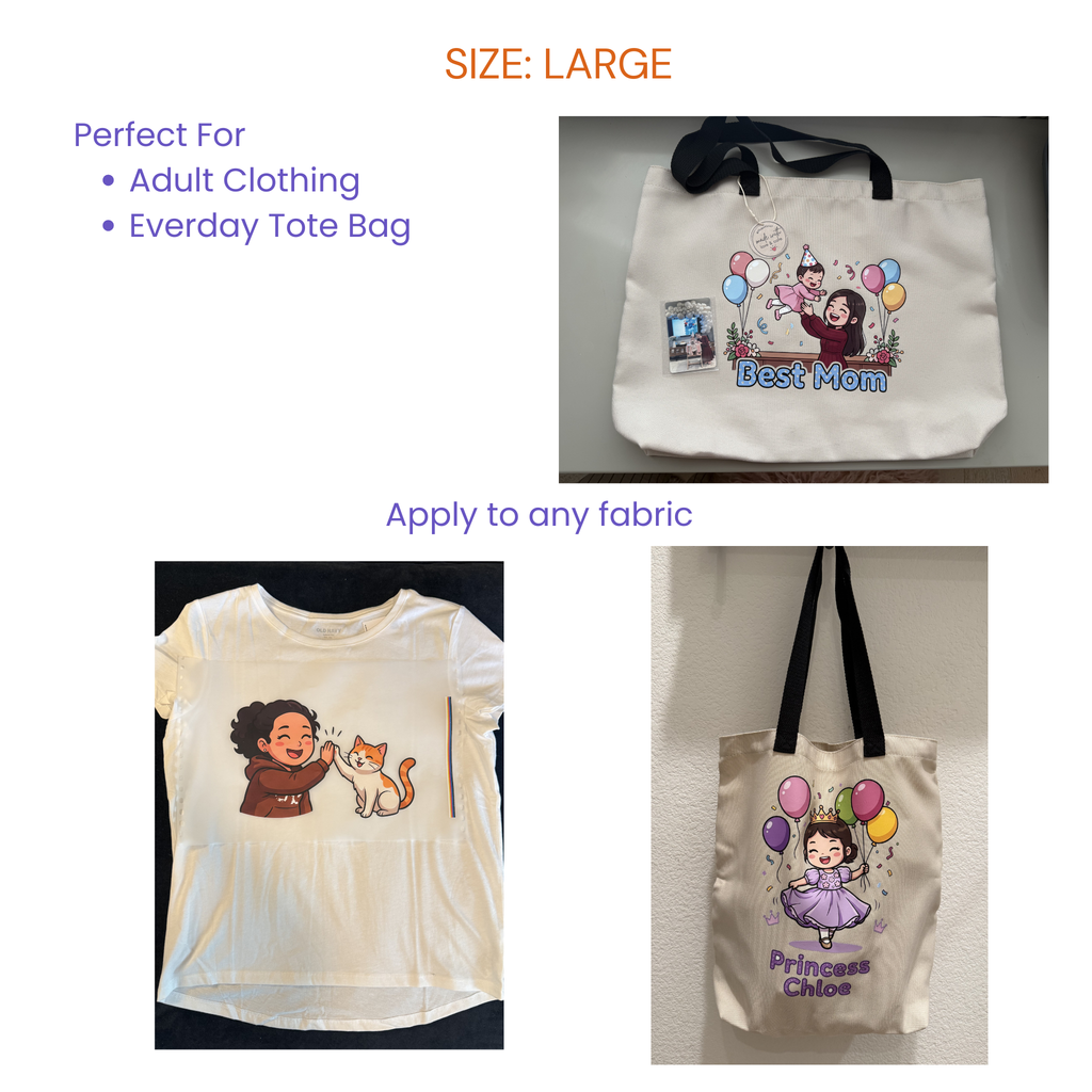 Custom Cartoon Avatar DTF Transfer Sheet – Ready to Press