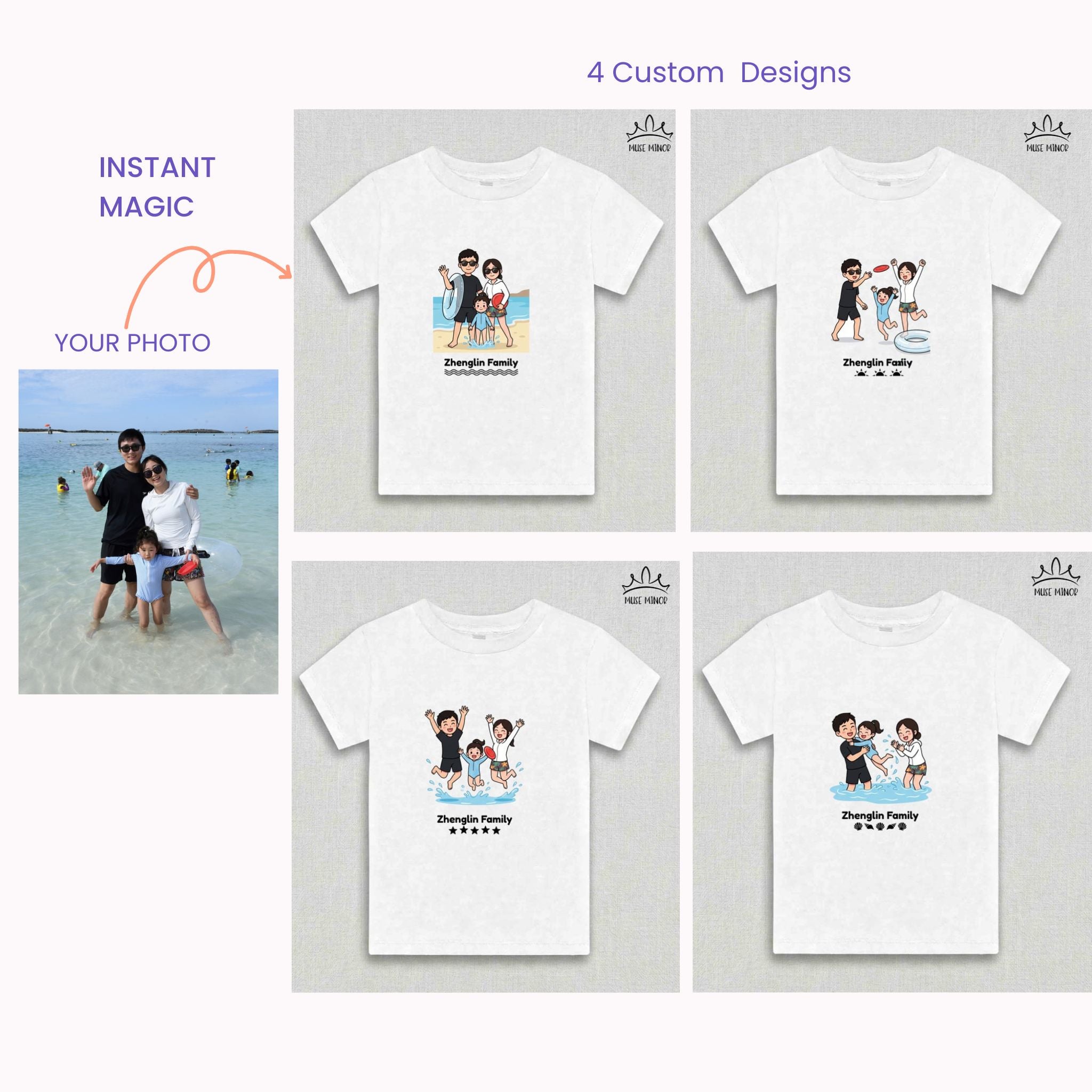 Custom Cartoon Avatar Family Tee - Unisex