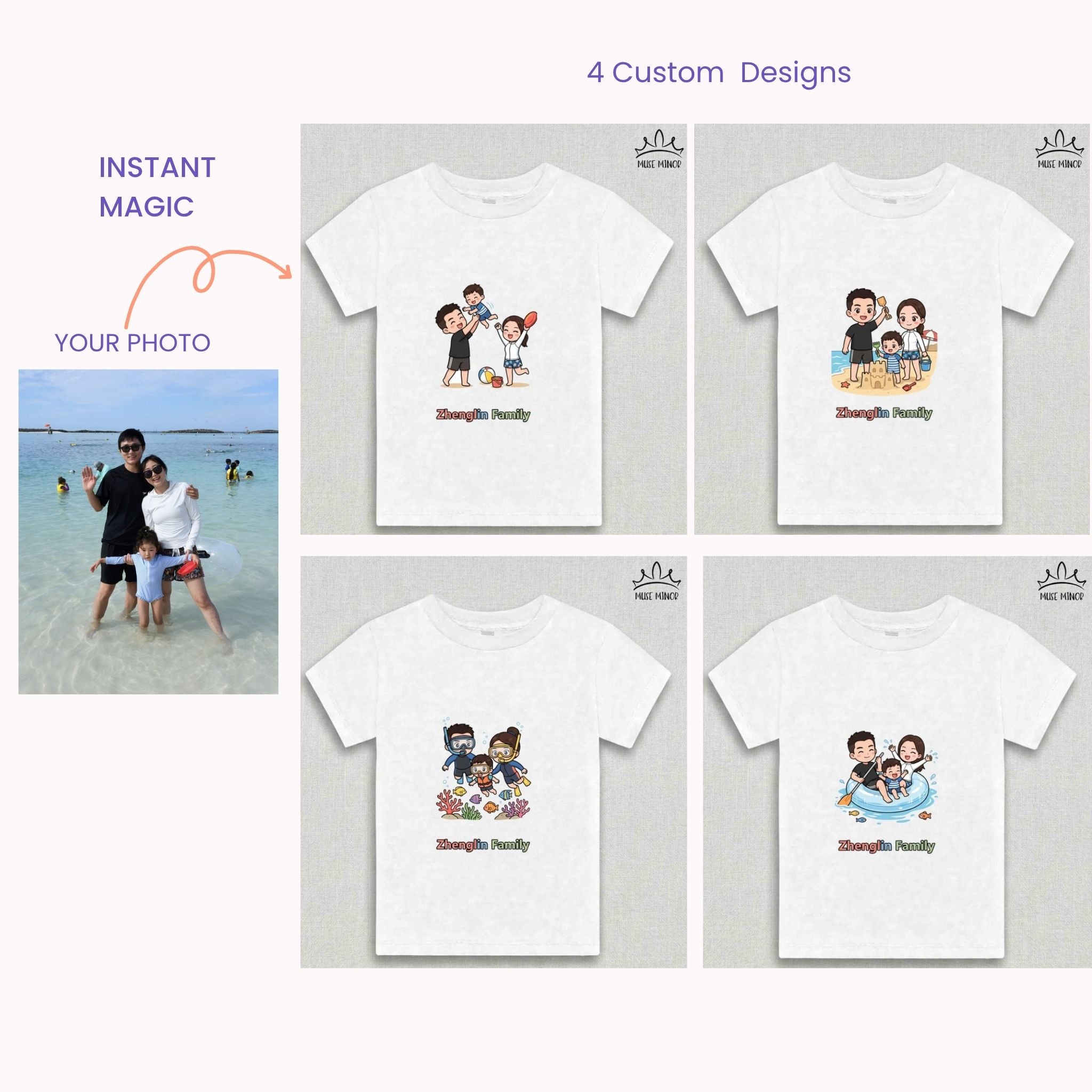 Custom Cartoon Avatar Short Sleeve Tee - Toddler&Youth (Unisex)