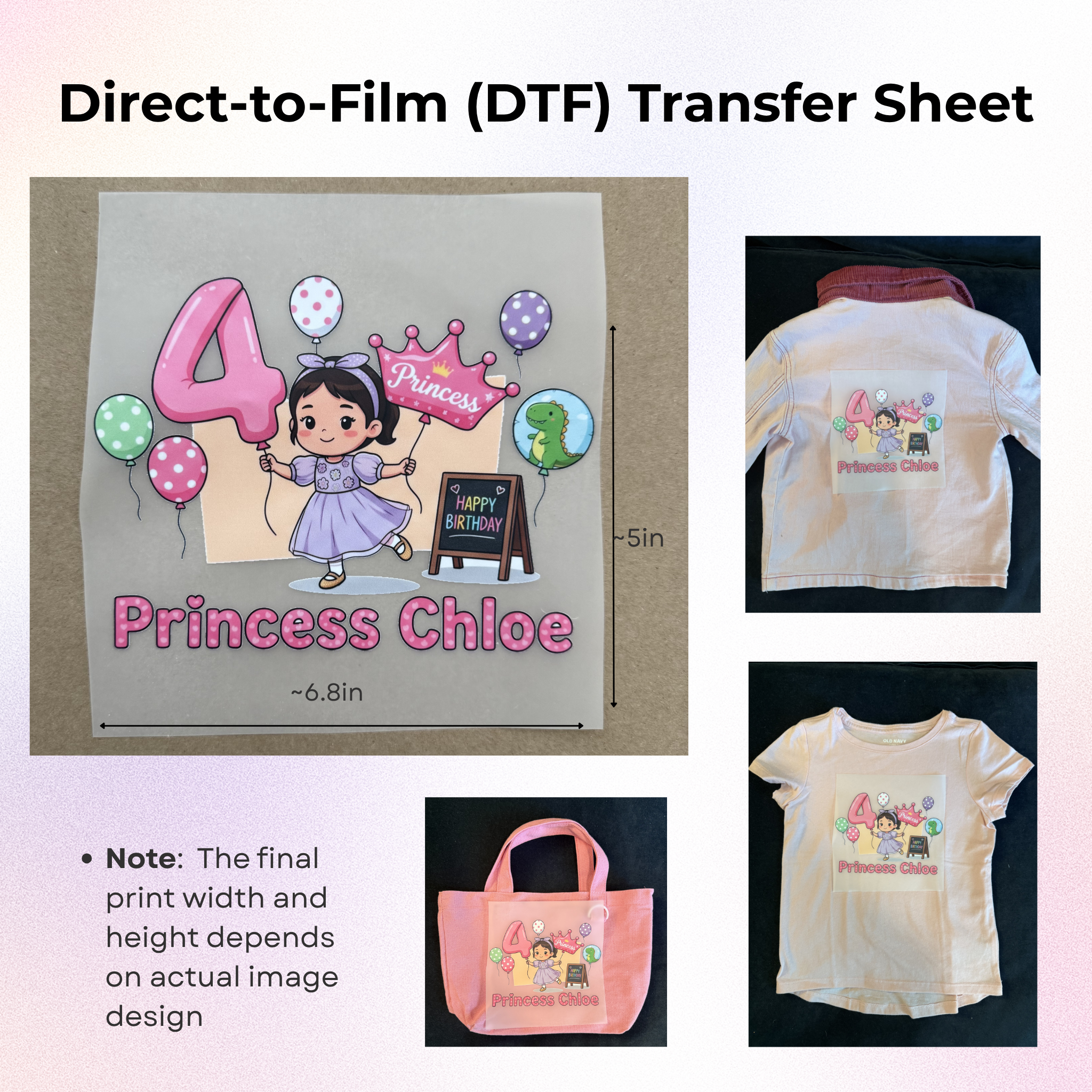 Custom Small Cartoon Avatar Tote - DTF transfer
