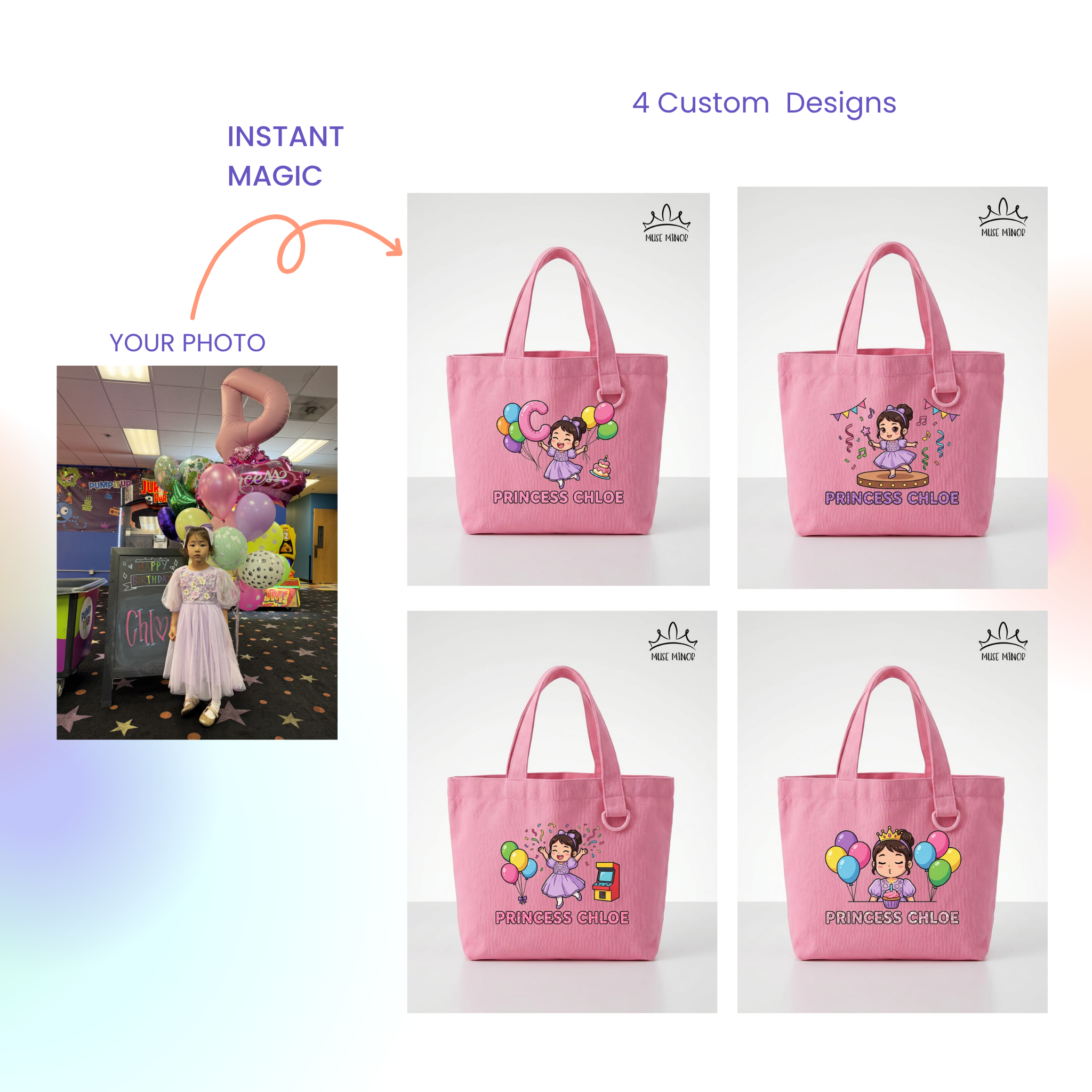 Custom Small Cartoon Avatar Tote - DTF transfer