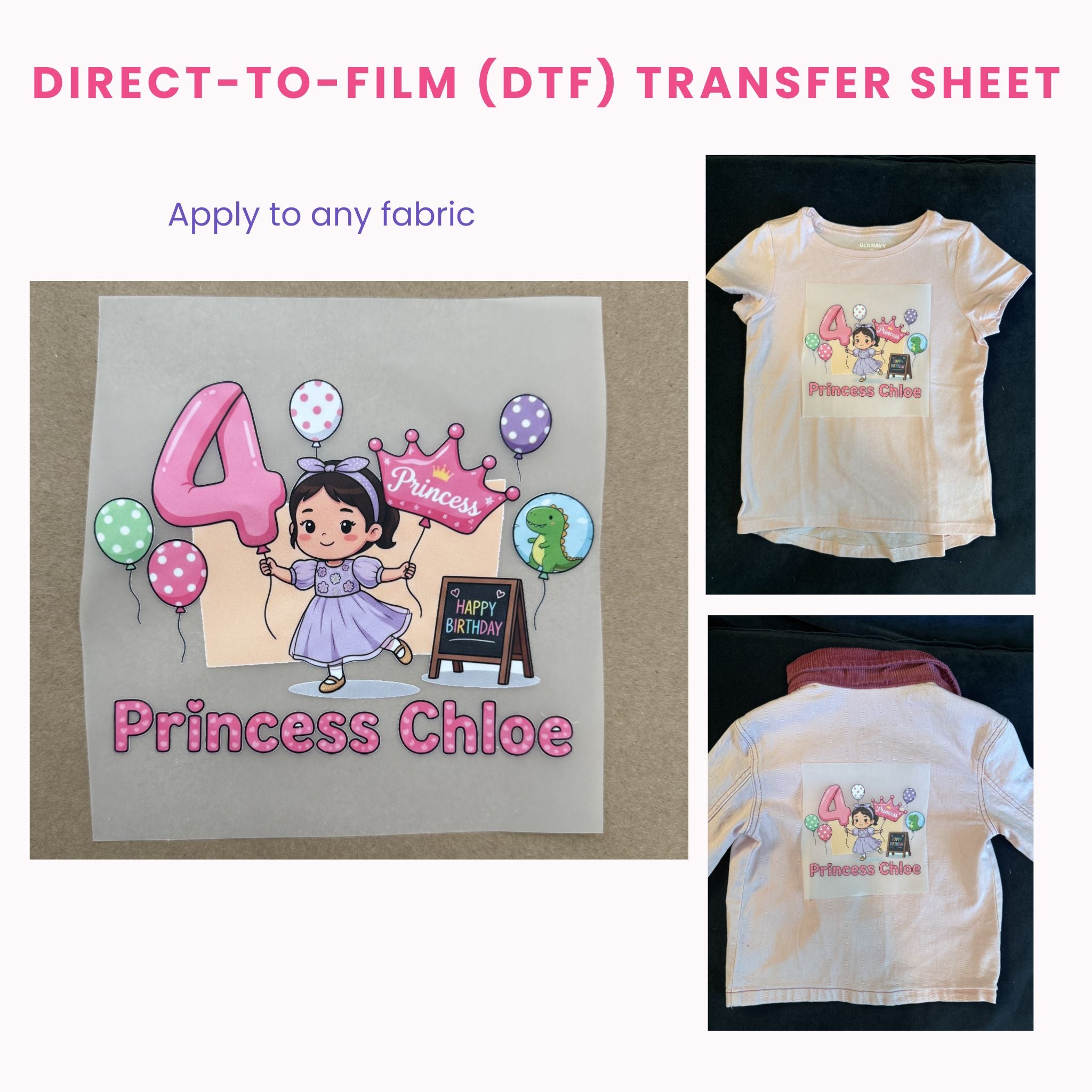 Custom Cartoon Avatar Short-Sleeve T-shirt for Girls - DTF transfer