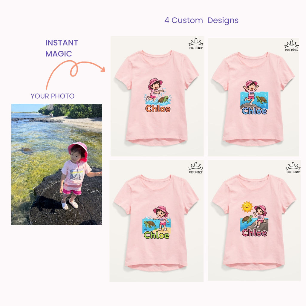 Custom Cartoon Avatar Short-Sleeve T-shirt for Girls - DTF transfer
