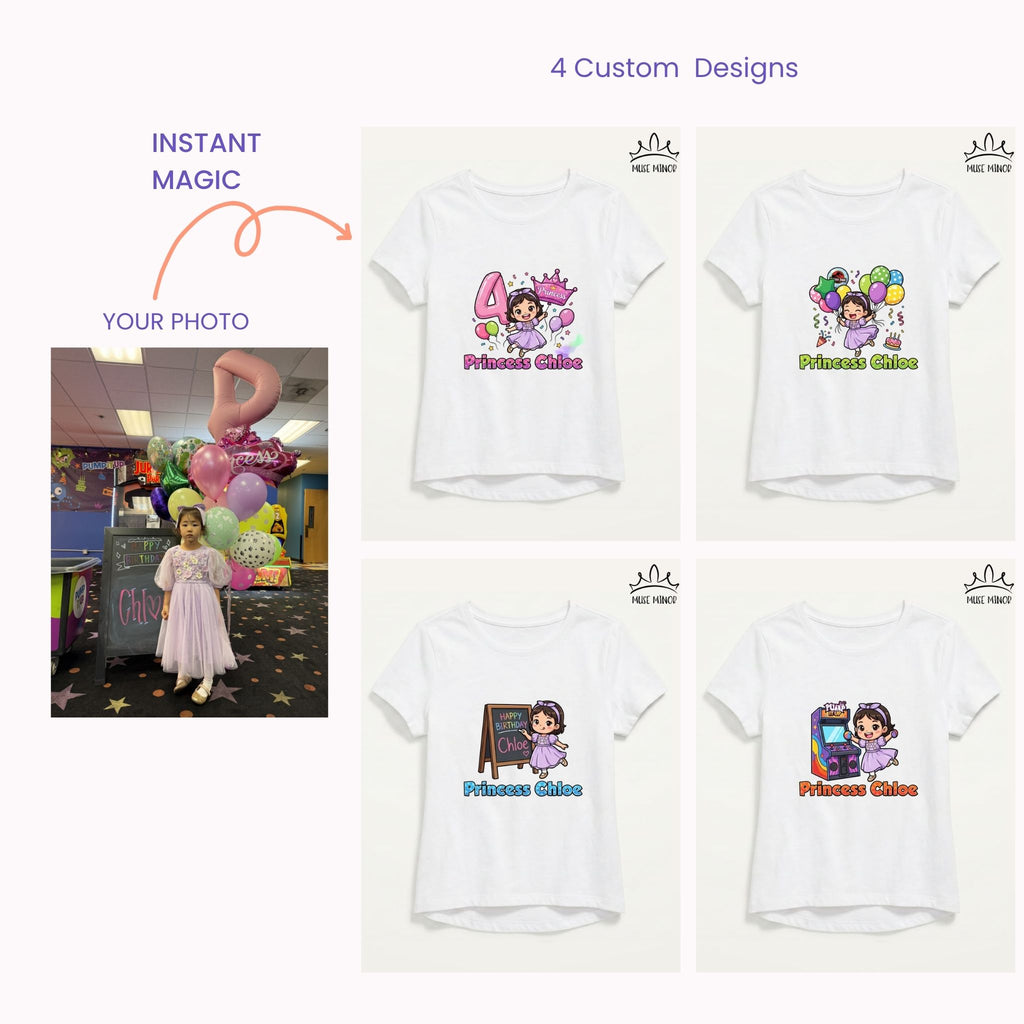 Custom Cartoon Avatar Short-Sleeve T-shirt for Girls - DTF transfer