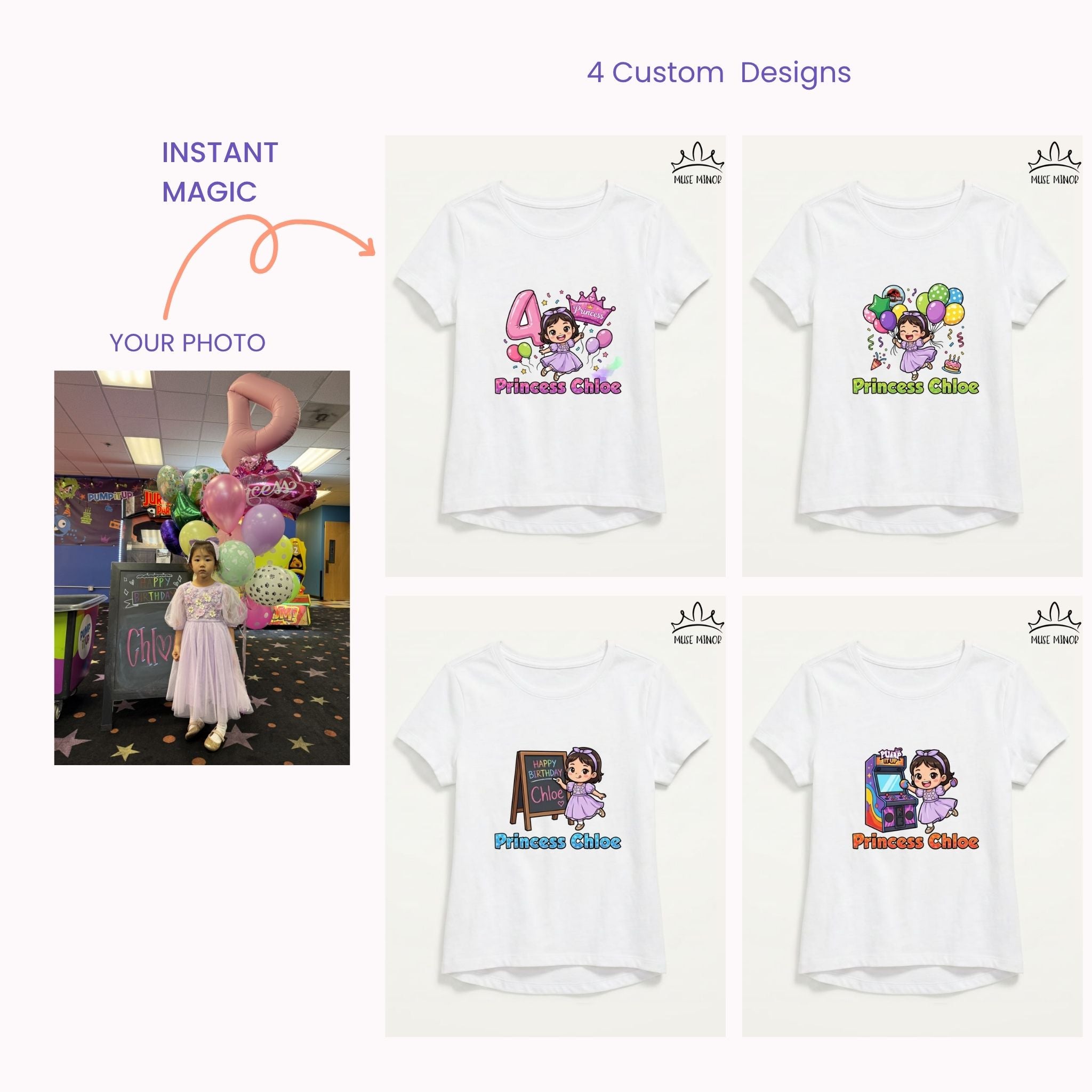 Custom Cartoon Avatar Short-Sleeve T-shirt for Girls - DTF transfer