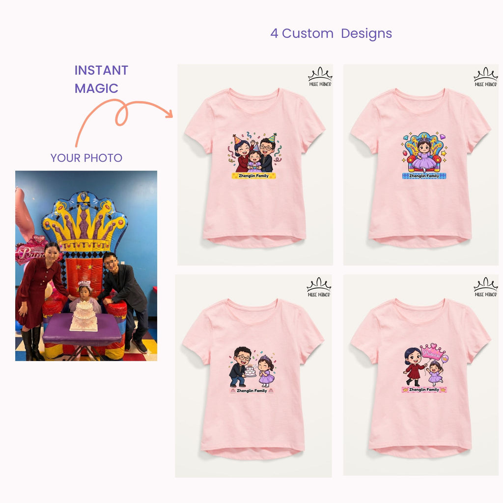Custom Cartoon Avatar Short-Sleeve T-shirt for Girls - DTF transfer